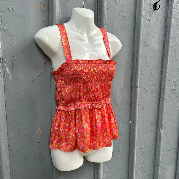 J Crew Smocked featherweight satin tank top, BNWT, size M - Picture 4 of 10